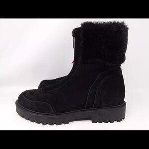 Blondo Womens Boots Size 8.5 Black Hayven Bootie Faux Fur Lined Waterproof Suede